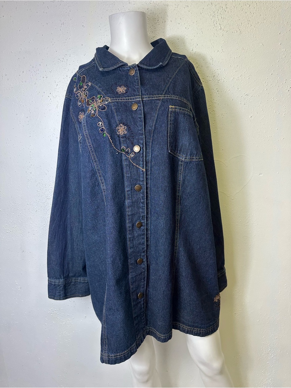 Liz & Me Dark Blue Embroidered Denim Jacket